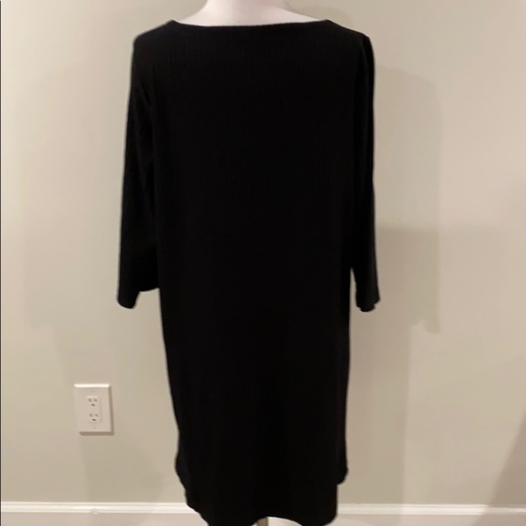 Eileen Fisher Black Tencel Stretch Rib Shift Dress - Picture 5 of 10